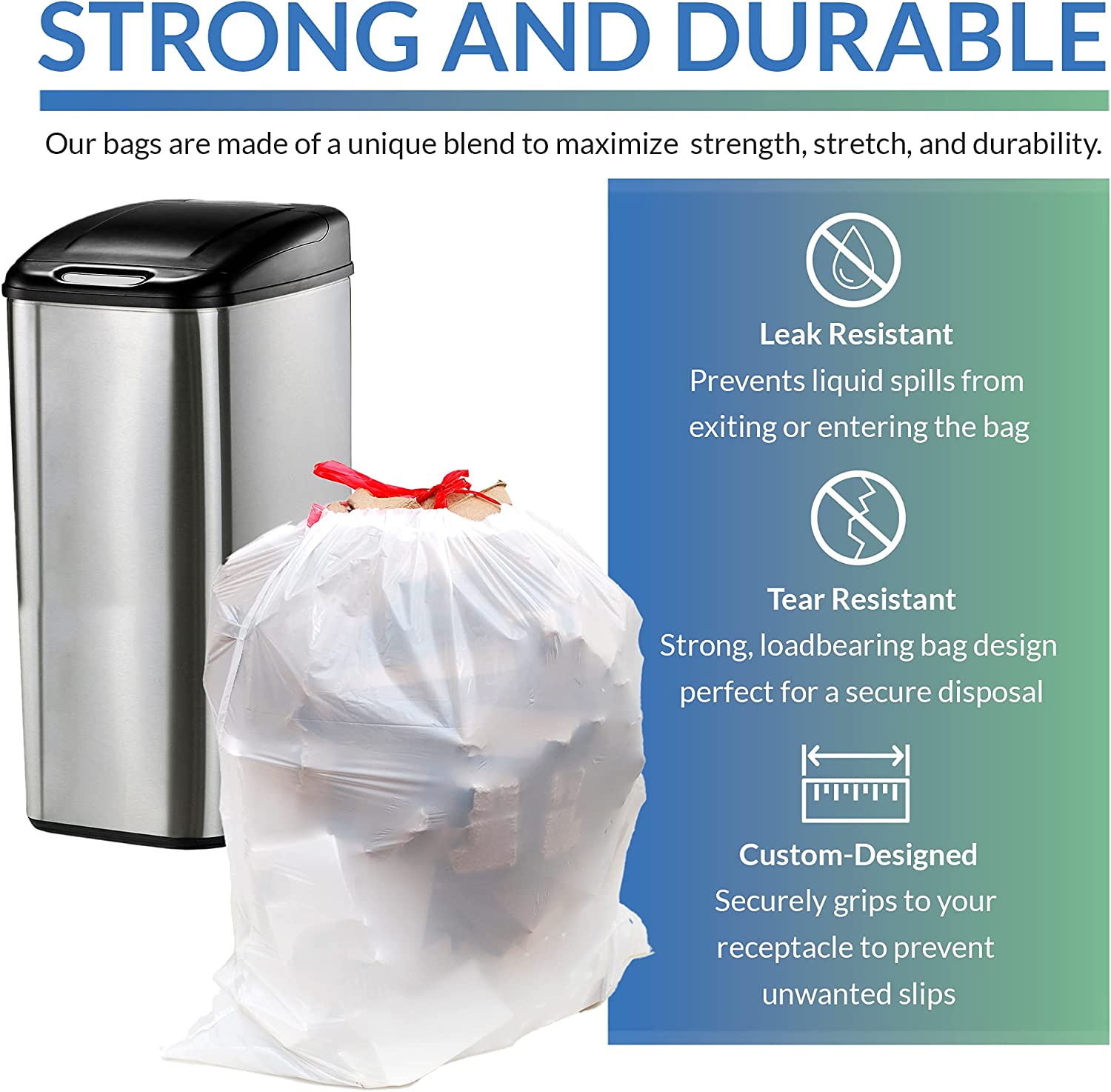 Reli. Tall Kitchen Drawstring Trash Bags 13 Gallon | 500 Count Bulk | Kitchen Garbage Bags