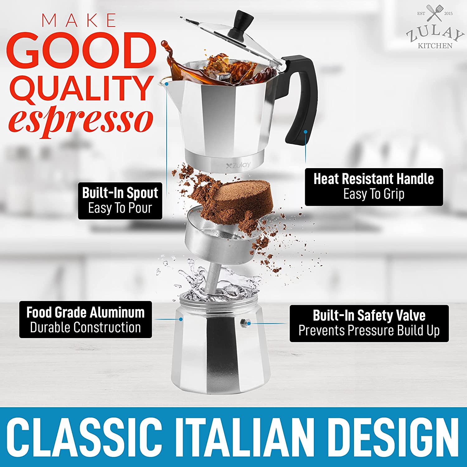 Classic Italian Style 8 Espresso Cup Moka Pot,